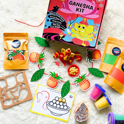 DIY Ganesha Kit (Make Eco Ganpati, Rangoli, Toran, Stamp)