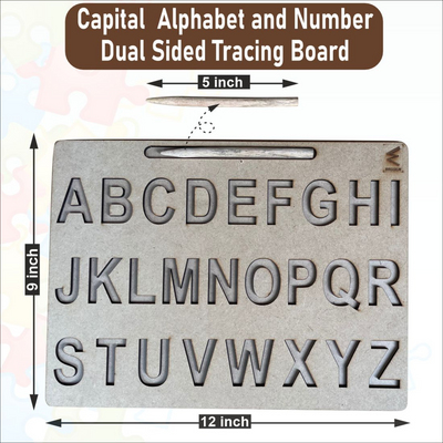 Wooden Dual Side Capital Alphabet and Number Tracing Board