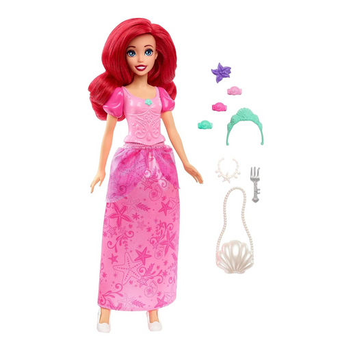 Mattel Disney Original Princess Ariel in Pink Dress with 9 Accessories by Mattel (3-9 Years)