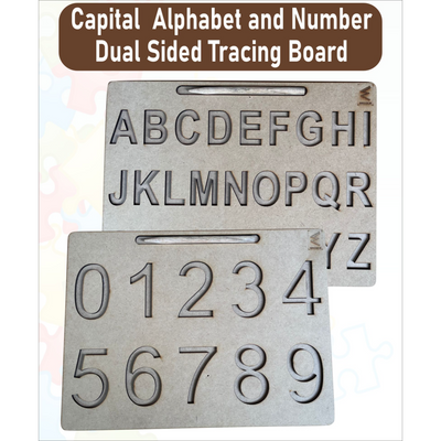 Wooden Dual Side Capital Alphabet and Number Tracing Board