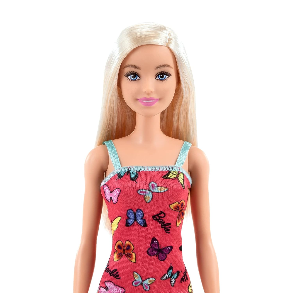 Buy Original Barbie Doll with Butterfly Printed Red Dress