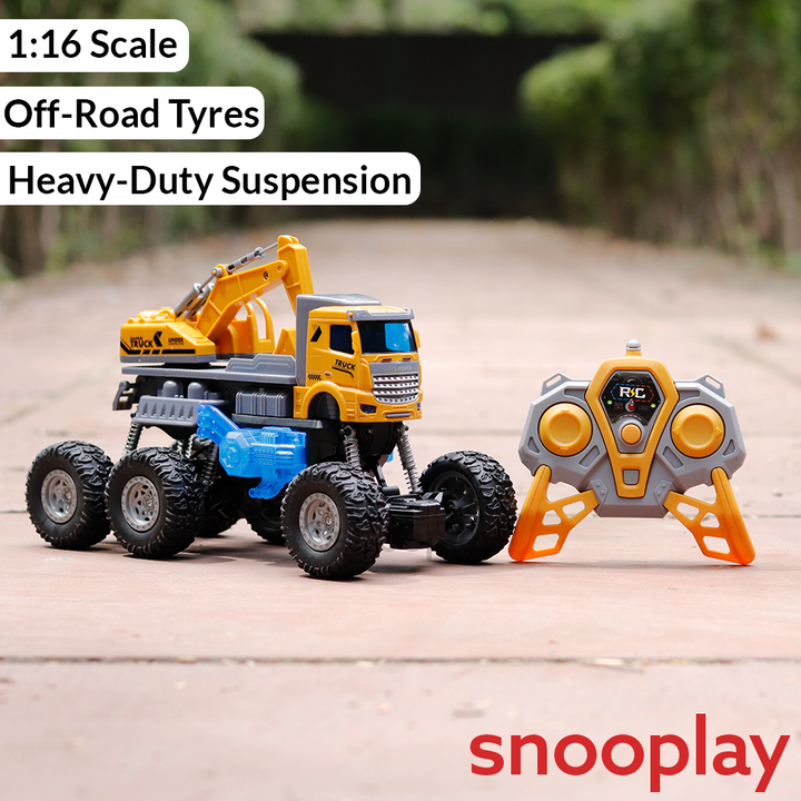Remote Control Construction Truck Toy | Off-Road Tyres | 6WD | 1:16 Scale (5-10 Years)