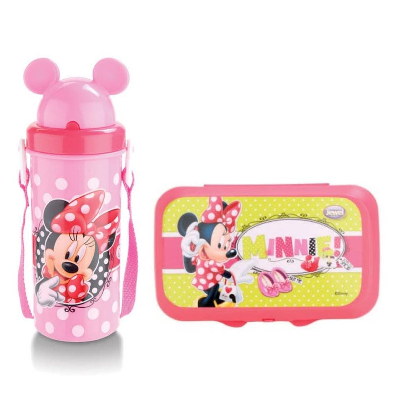 Original Licensed Disney Marvel Lunch box and Flipper & Premier Cartoon Water Bottle - Minie Mouse