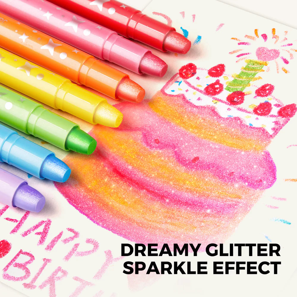 Jarmelo Dreamy Glitter Washable Crayons - 12 Colors