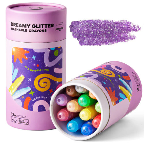 Jarmelo Dreamy Glitter Washable Crayons - 12 Colors