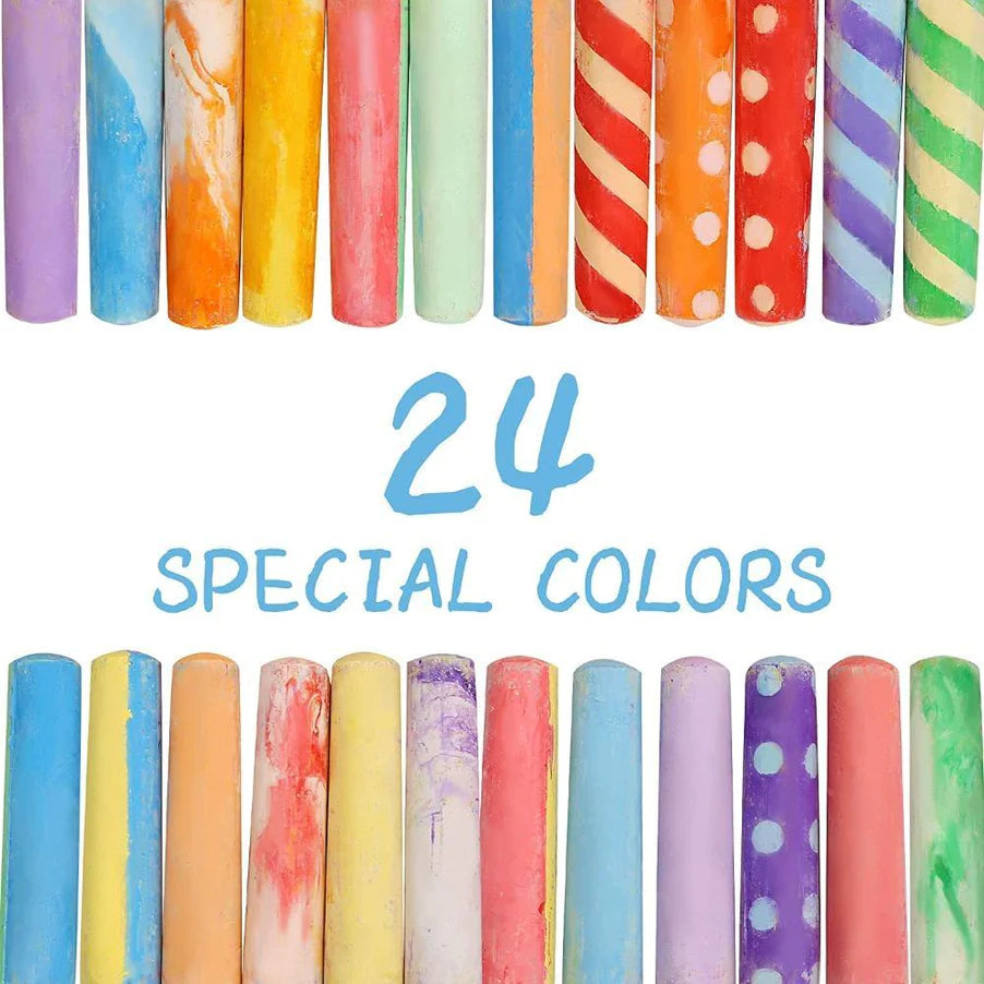 Jumbo Sidewalk Chalk - 24 Colors Kit with 2 Holder