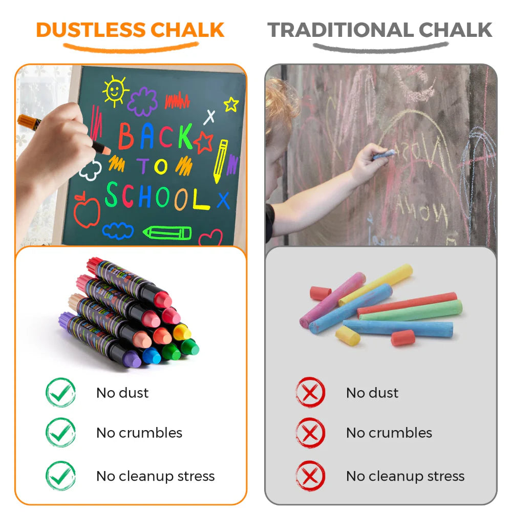 Jarmelo Smooth Time Dustless Chalk - 12 Colors (3-8 Years)