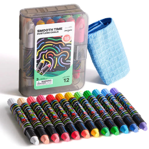 Jarmelo Smooth Time Dustless Chalk - 12 Colors (3-8 Years)
