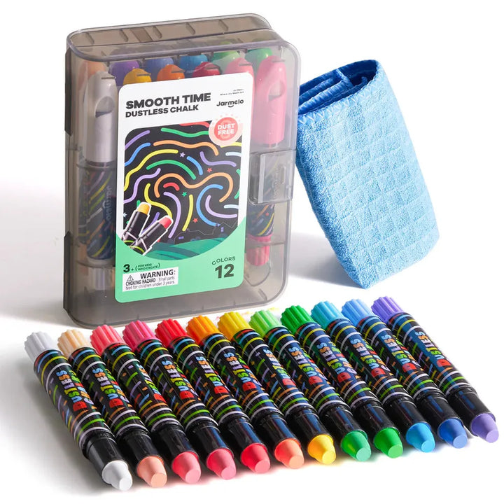 Jarmelo Smooth Time Dustless Chalk - 12 Colors (3-8 Years)