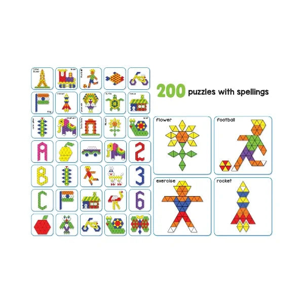 Play Panda Magnetic Puzzles - Big Triangles I 400 Magnets, 200 puzzles, Magnetic Board and Display Stand