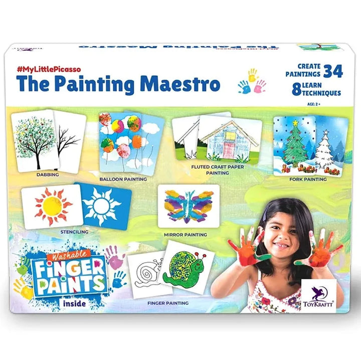 Toykraft My Little Picasso The Painting Maestro - 4-in-1 Finger Painting Activity, Child-Safe, Washable & Non-Toxic
