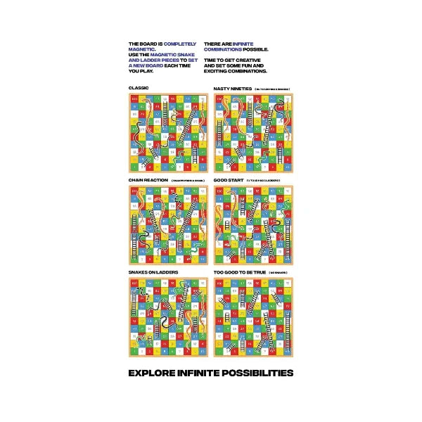 Play Panda Magnetic Snakes & Ladders Infinity (Small) - Use the Magnetic Snake & Magnetic Ladder Pieces to Set a New Board