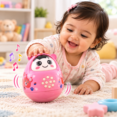 Chanak Musical Roly Poly Toy for Infants - Shakes & Roll, Node Head, Play Cheerful Melodies