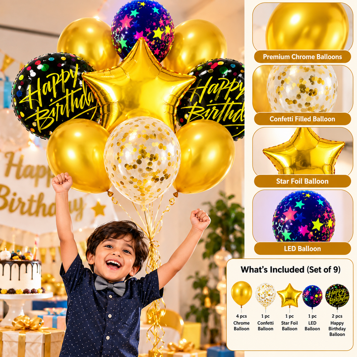 9 Pcs Decoration Foil Balloon Set