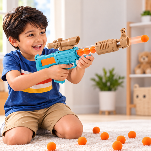 Chanak Space Explorer Pneumatic Blaster Includes 24 Soft Balls - Grey & Blue