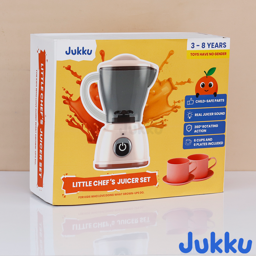 Jukku Realistic Little Chef’s Juicer Play Set with Cup-Plates, Lights & Real Juicer Sound (3-8 Years)