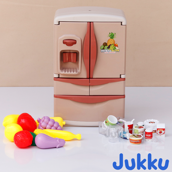 Jukku Premium Refrigerator Play Set with Ice-Dispenser, Realistic Mist, Light & Sound (3-8 Years)