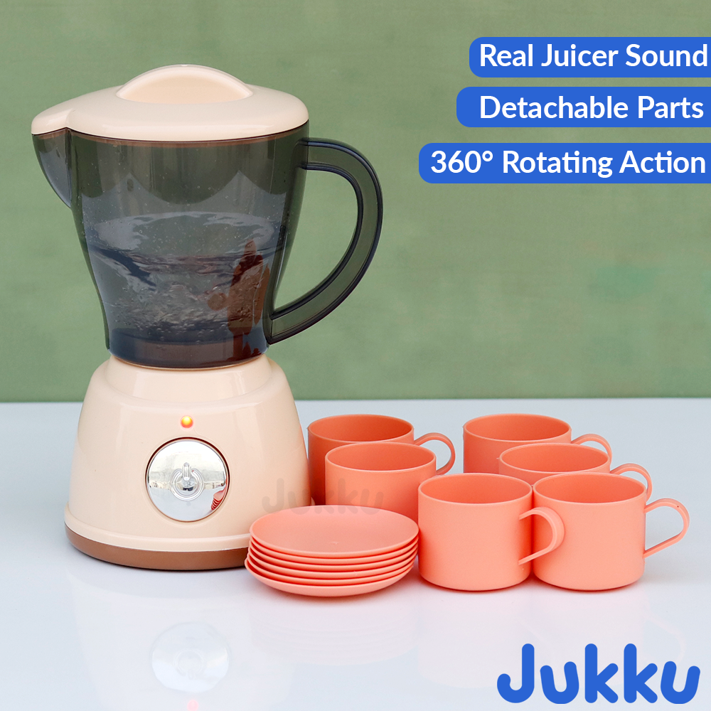 Jukku Realistic Little Chef’s Juicer Play Set with Cup-Plates, Lights & Real Juicer Sound (3-8 Years)