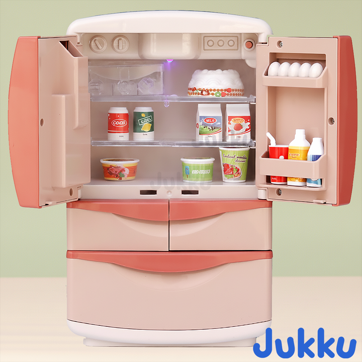 Jukku Premium Refrigerator Play Set with Ice-Dispenser, Realistic Mist, Light & Sound (3-8 Years)