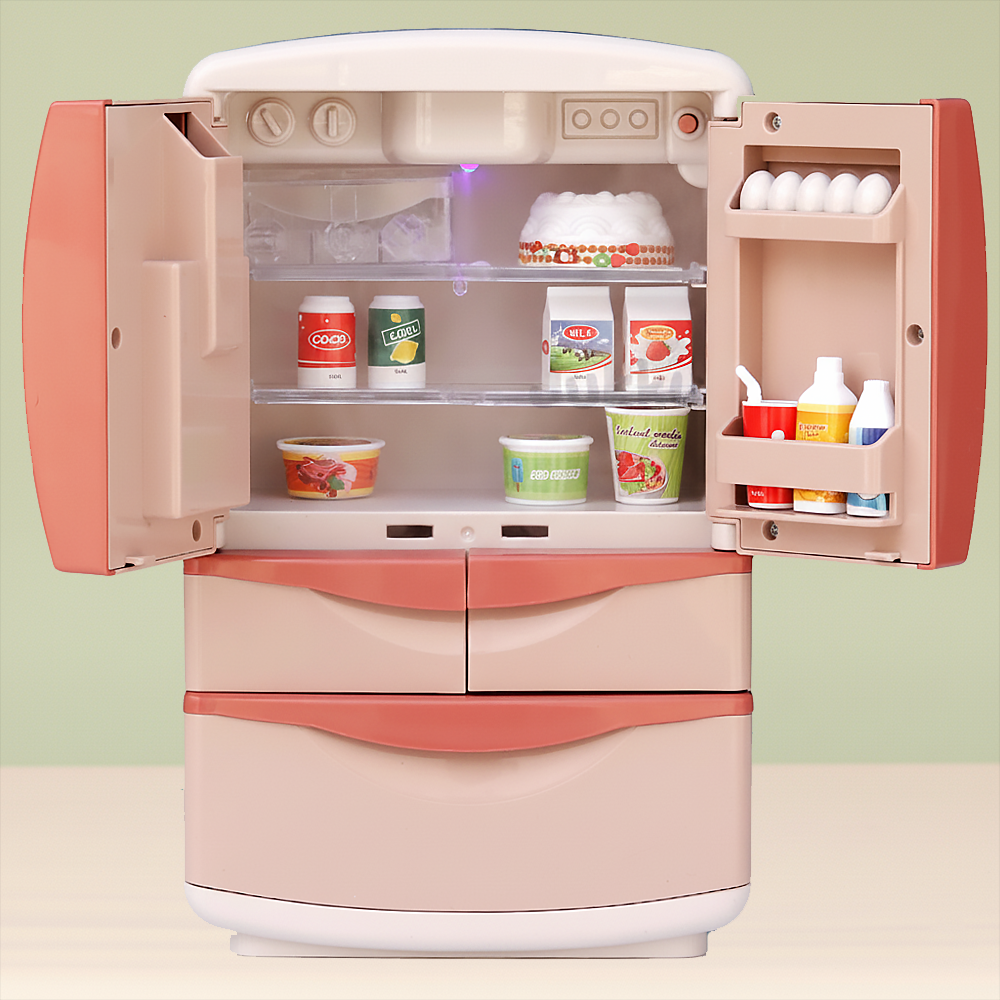 Jukku Premium Refrigerator Play Set with Ice-Dispenser, Realistic Mist, Light & Sound (3-8 Years)