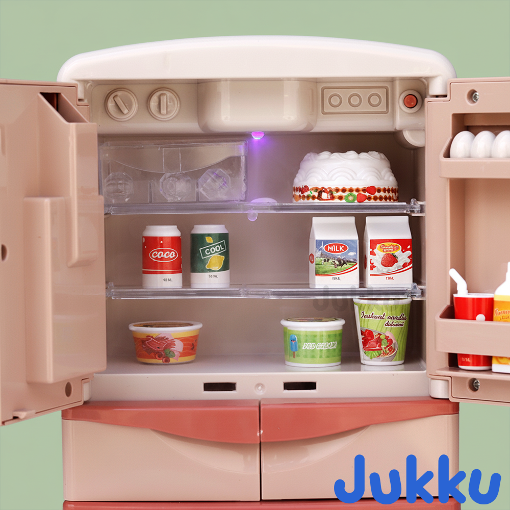 Jukku Premium Refrigerator Play Set with Ice-Dispenser, Realistic Mist, Light & Sound (3-8 Years)