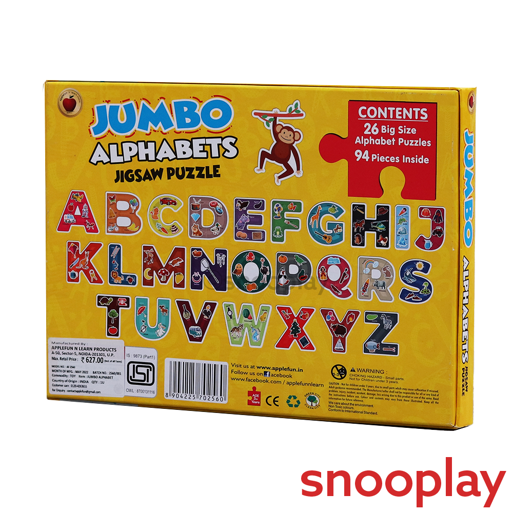 Applefun 'n' learn Jumbo Alphabets Jigsaw Puzzle - 94 Pieces (5-6 Years)