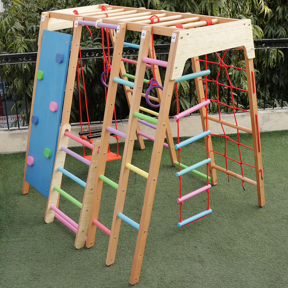 Swing Set Indoor Playground Indoor Jungle Gym BABYK Foldable 7-in