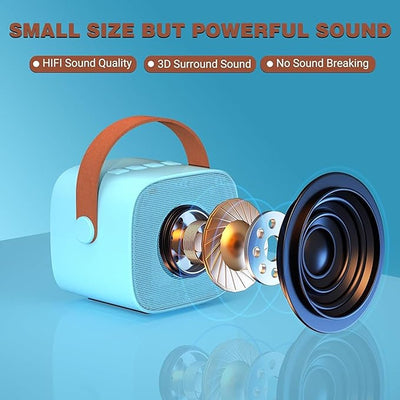 Karaoke Portable Bluetooth Speaker with 1 Wireless Microphone (Blue)