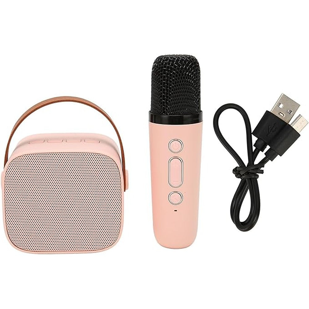 Karaoke Portable Bluetooth Speaker with 1 Wireless Microphone (Pink)
