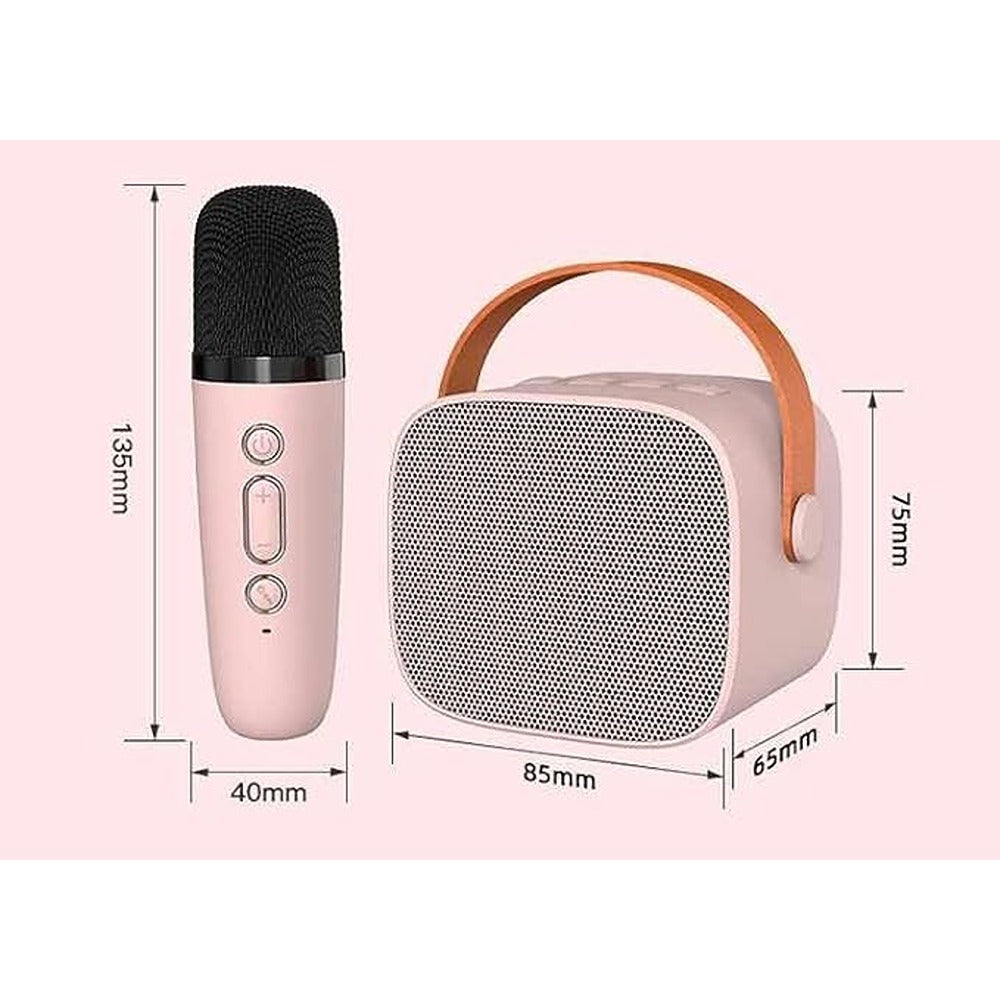 Karaoke Portable Bluetooth Speaker with 1 Wireless Microphone (Pink)