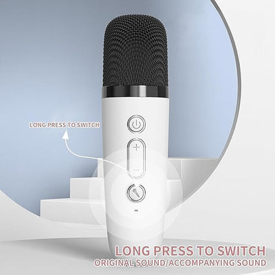 Karaoke Mermaid Design Portable Bluetooth Speaker with 1 Wireless Microphone (White)