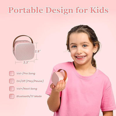 Karaoke Portable Bluetooth Speaker and 1 Microphone (Pink Unicorn)