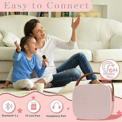 Karaoke Portable Bluetooth Speaker and 1 Microphone (Pink Unicorn)