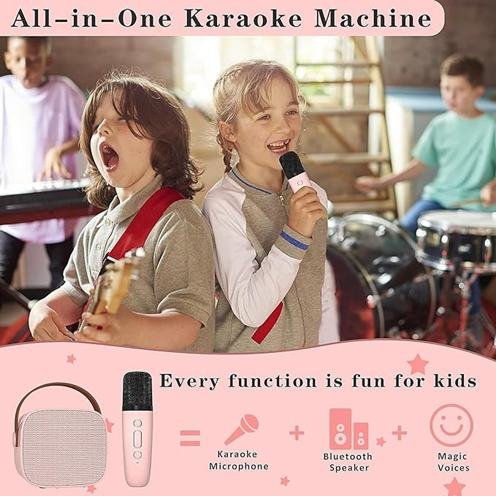 Karaoke Portable Bluetooth Speaker and 1 Microphone (Pink Unicorn)