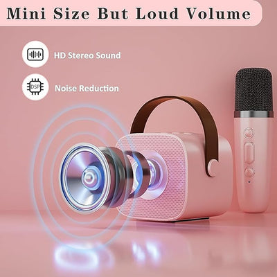Karaoke Portable Bluetooth Speaker and 1 Microphone (Pink Unicorn)