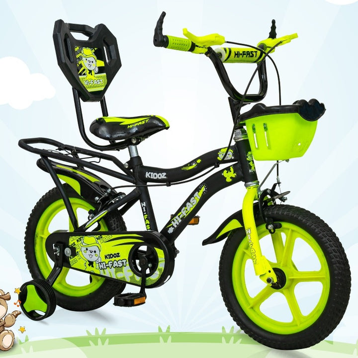 Kidoz Fun and Easy-Ride 14 inch Sports Kids Cycle with Training Wheels (Green) - COD Not Available