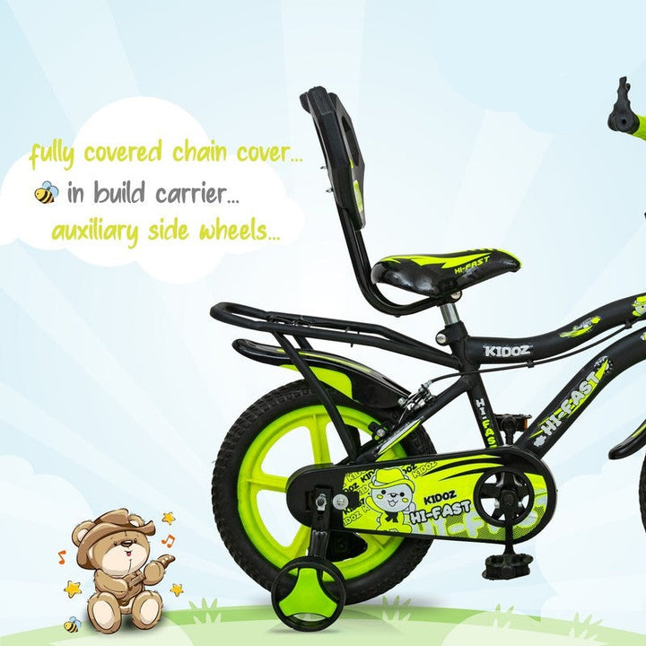 Kidoz Fun and Easy-Ride 14 inch Sports Kids Cycle with Training Wheels (Green) - COD Not Available