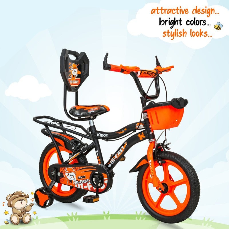 Kidoz Fun and Easy-Ride 14 inch Sports Kids Cycle with Training Wheels (Orange) - COD Not Available