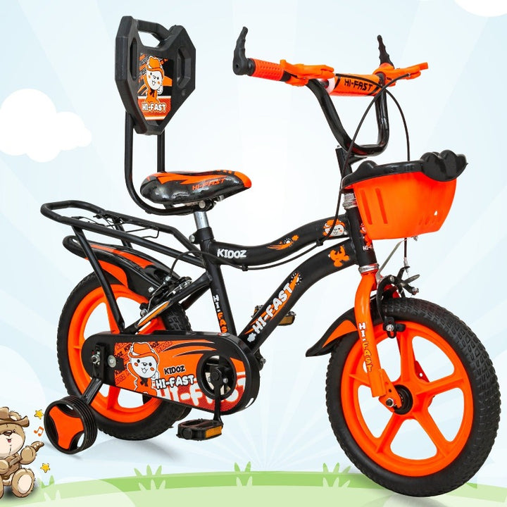 Kidoz Fun and Easy-Ride 14 inch Sports Kids Cycle with Training Wheels (Orange) - COD Not Available