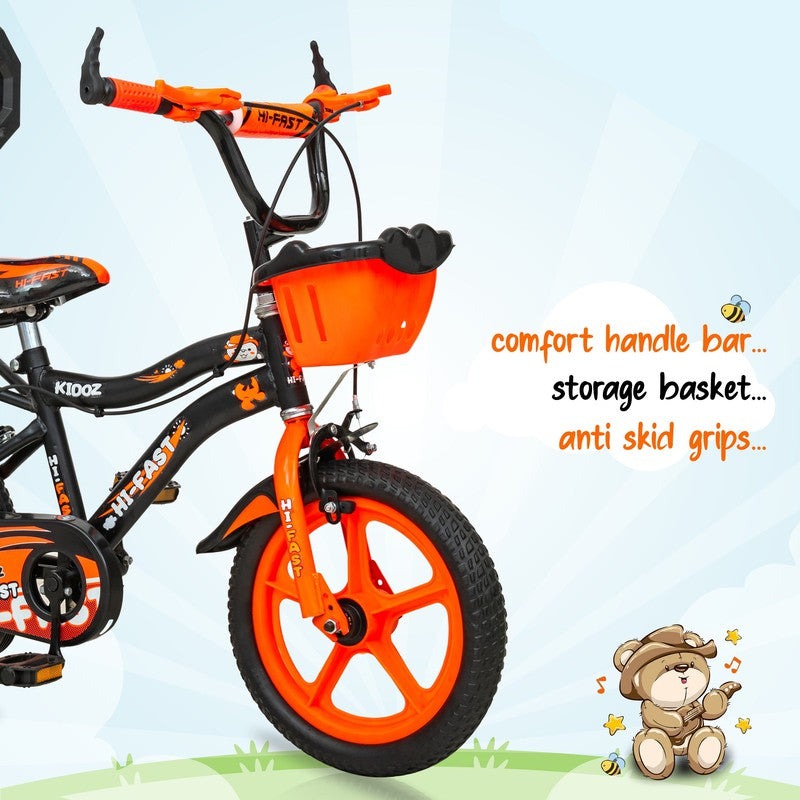 Kidoz Fun and Easy-Ride 14 inch Sports Kids Cycle with Training Wheels (Orange) - COD Not Available