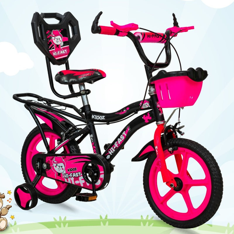 Kidoz Fun and Easy-Ride 14 inch Sports Kids Cycle with Training Wheels (Pink) - COD Not Available