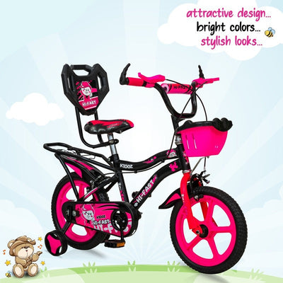 Kidoz Fun and Easy-Ride 14 inch Sports Kids Cycle with Training Wheels (Pink) - COD Not Available