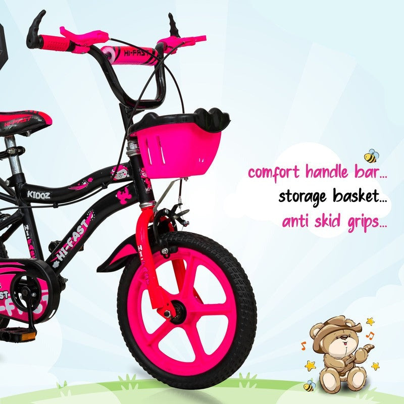 Kidoz Fun and Easy-Ride 14 inch Sports Kids Cycle with Training Wheels (Pink) - COD Not Available