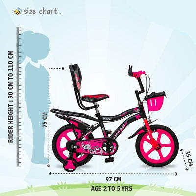 Kidoz Fun and Easy-Ride 14 inch Sports Kids Cycle with Training Wheels (Pink) - COD Not Available