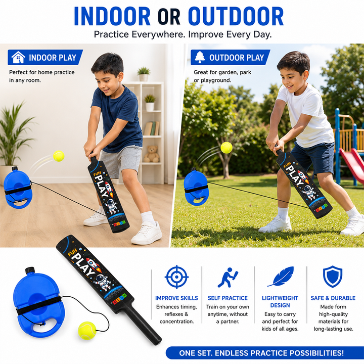 Simarr Kats 2 In 1 Rebounce Ball with Cricket Bat for Kids