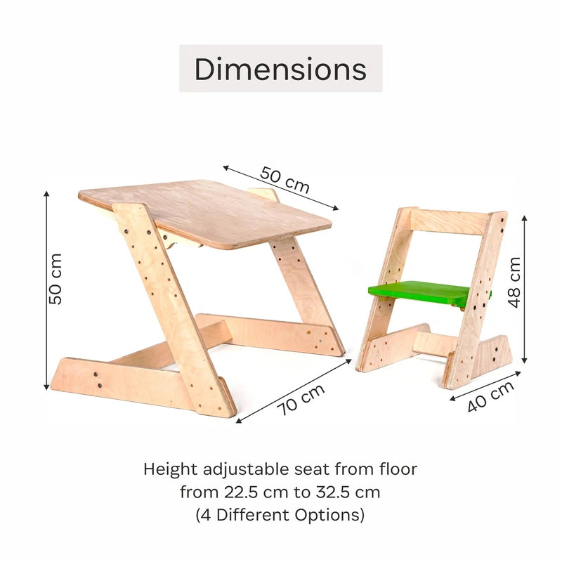 Wooden Toddler Study Table & Chair - COD Not Available