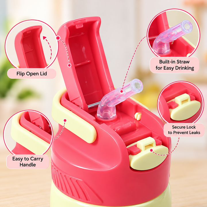 Licensed Peppa Pig Sipper Bottle for Kids | 400 ml | Yellow | Cute & Portable Drinking Bottle