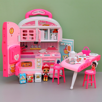 Kitchen Pretend Play Set with Dinner Set and Figurine