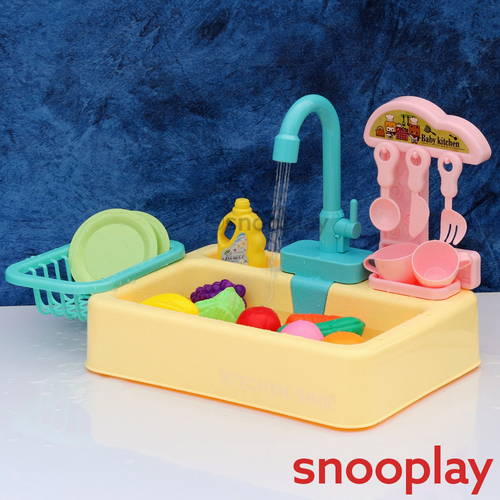 Bunty Toys Electronic Kitchen Sink Play Set with Realistic Water Supply & Accessories (3-8 Years)