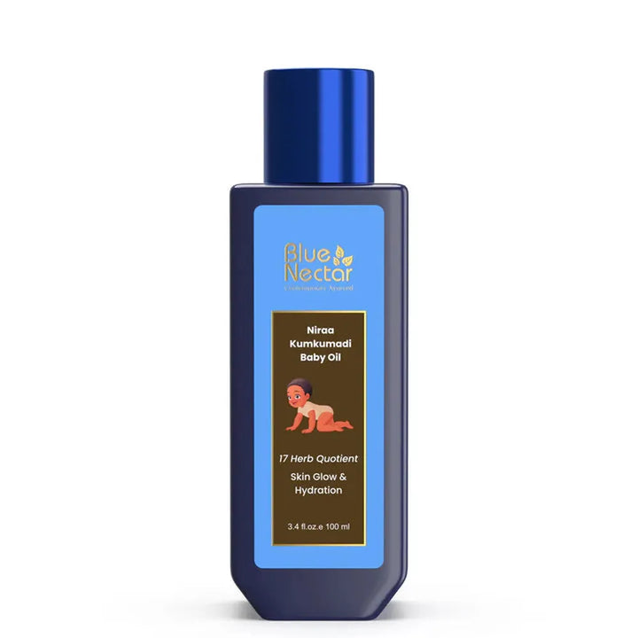 Blue Nectar Kumkumadi Baby Body Oil with Organic Ghee for Glowing Skin (17 Herbs) - 100ml